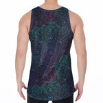 Purple And Teal Mandala Print Men's Velvet Tank Top