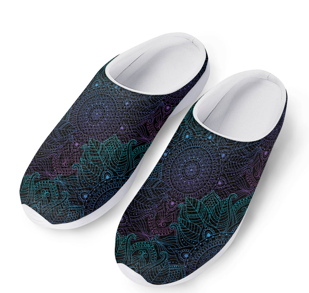 Purple And Teal Mandala Print Mesh Casual Shoes
