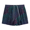 Purple And Teal Mandala Print Mesh Shorts