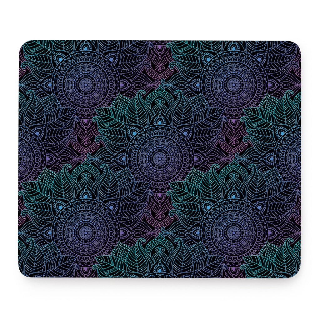 Purple And Teal Mandala Print Mouse Pad
