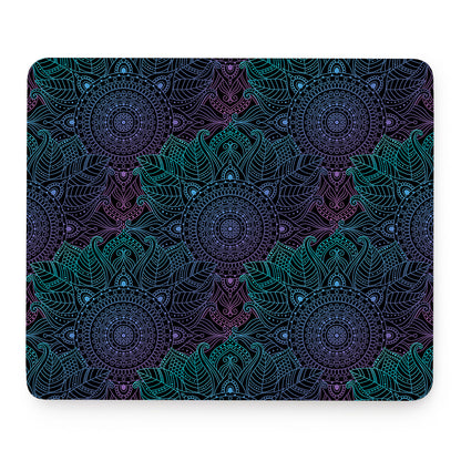 Purple And Teal Mandala Print Mouse Pad