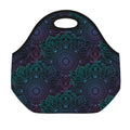 Purple And Teal Mandala Print Neoprene Lunch Bag