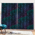 Purple And Teal Mandala Print Pencil Pleat Curtains