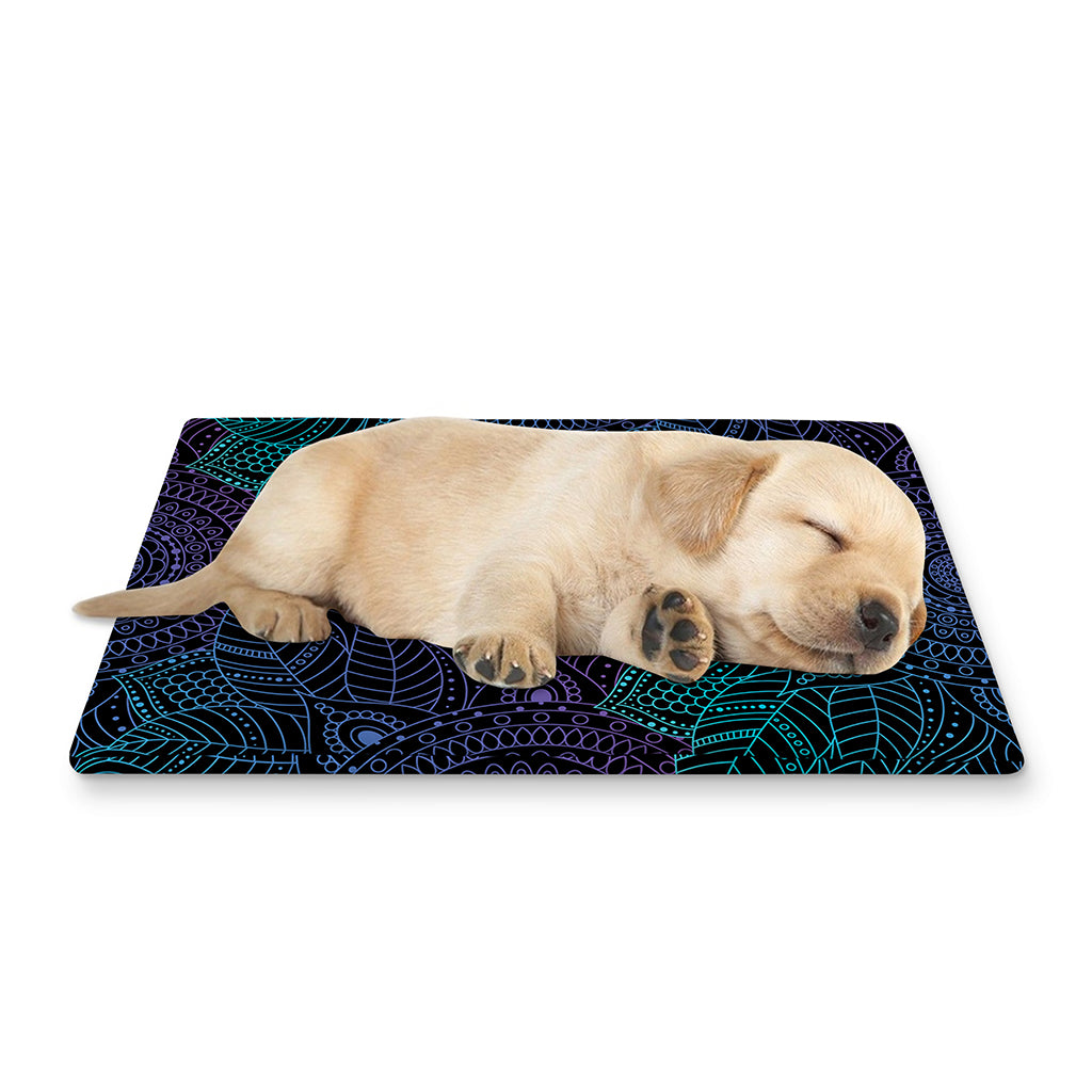 Purple And Teal Mandala Print Pet Cooling Mat Cover