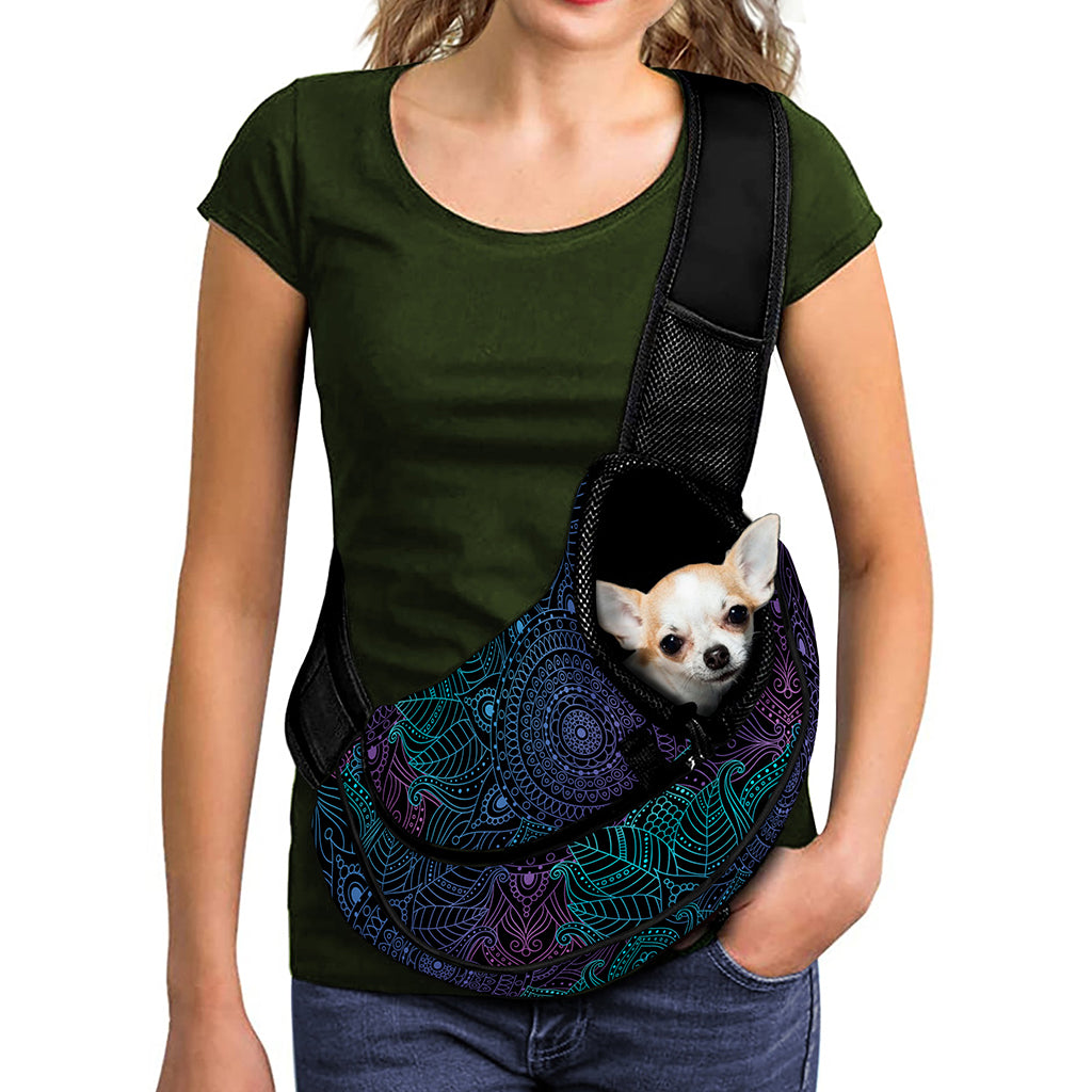 Purple And Teal Mandala Print Pet Sling Carrier