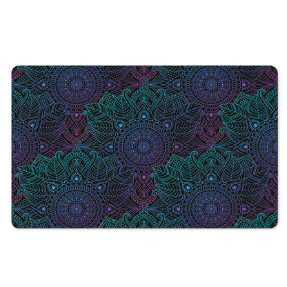 Purple And Teal Mandala Print Polyester Doormat
