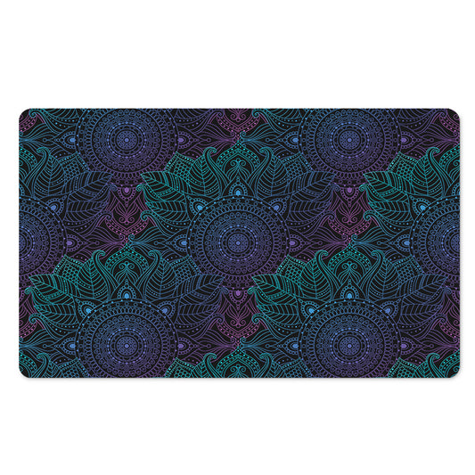 Purple And Teal Mandala Print Polyester Doormat