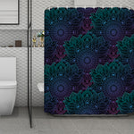 Purple And Teal Mandala Print Polyester Shower Curtain