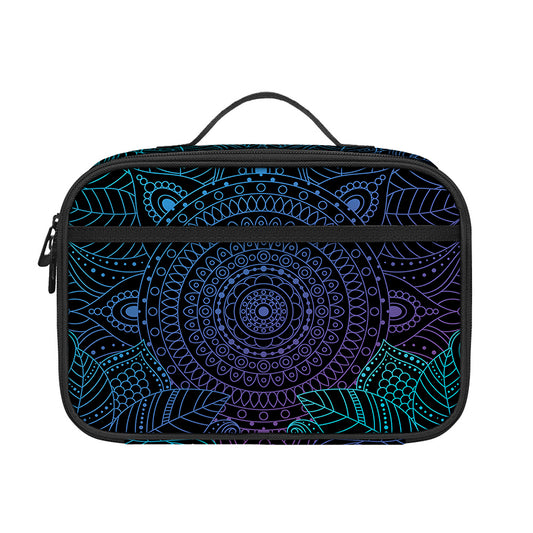 Purple And Teal Mandala Print Portable Lunch Bag