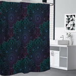 Purple And Teal Mandala Print Premium Shower Curtain