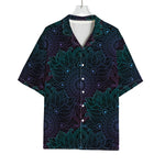 Purple And Teal Mandala Print Rayon Hawaiian Shirt