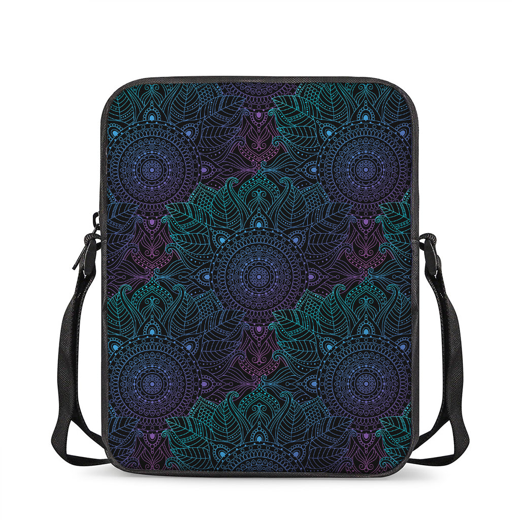 Purple And Teal Mandala Print Rectangular Crossbody Bag