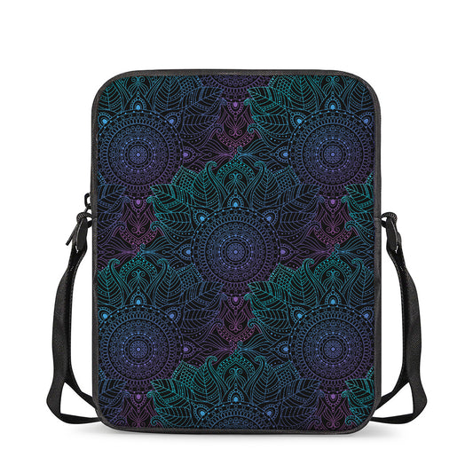 Purple And Teal Mandala Print Rectangular Crossbody Bag