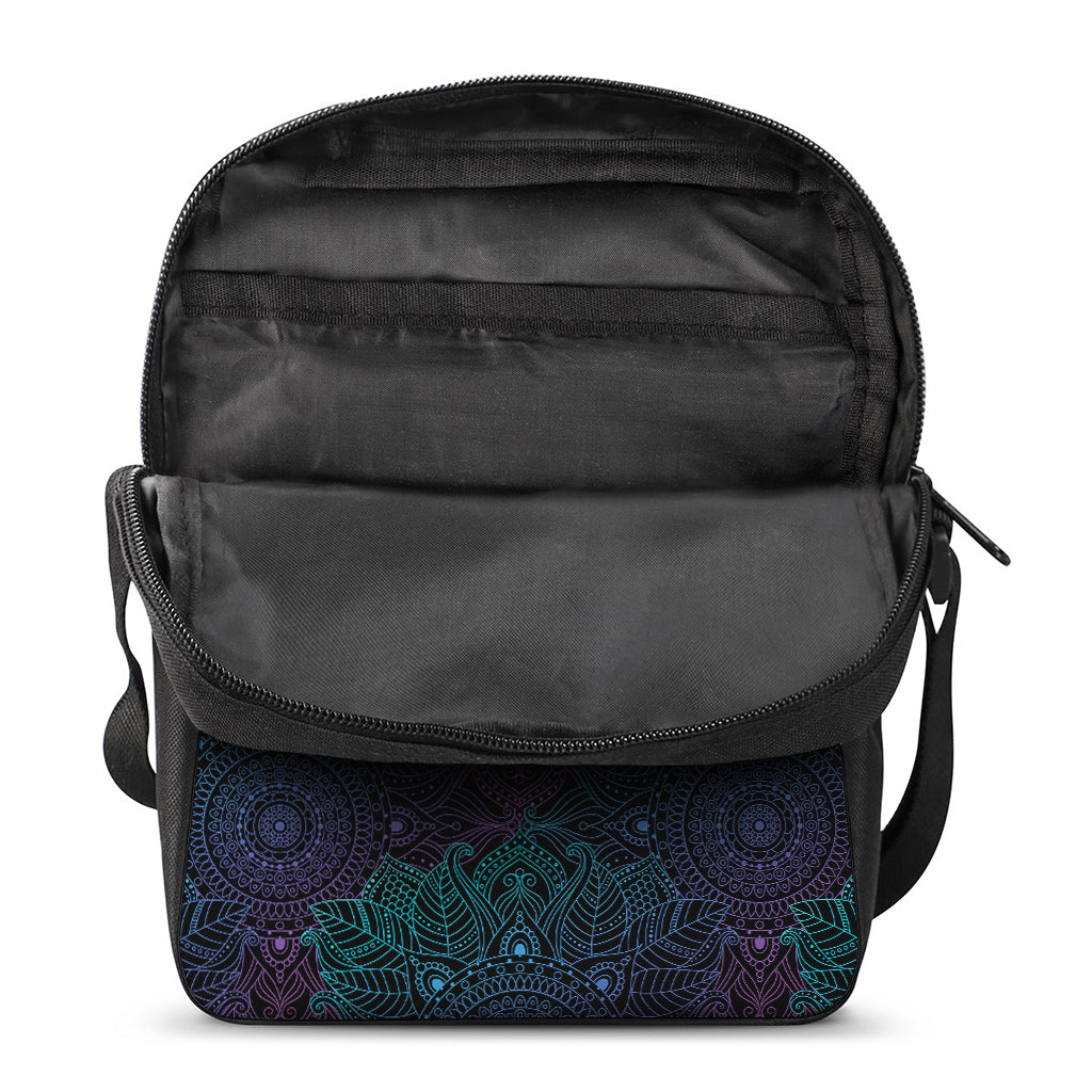 Purple And Teal Mandala Print Rectangular Crossbody Bag