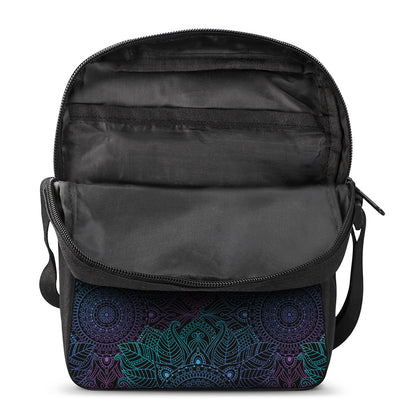 Purple And Teal Mandala Print Rectangular Crossbody Bag