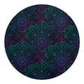 Purple And Teal Mandala Print Round Blanket