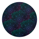 Purple And Teal Mandala Print Round Blanket