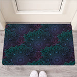 Purple And Teal Mandala Print Rubber Doormat