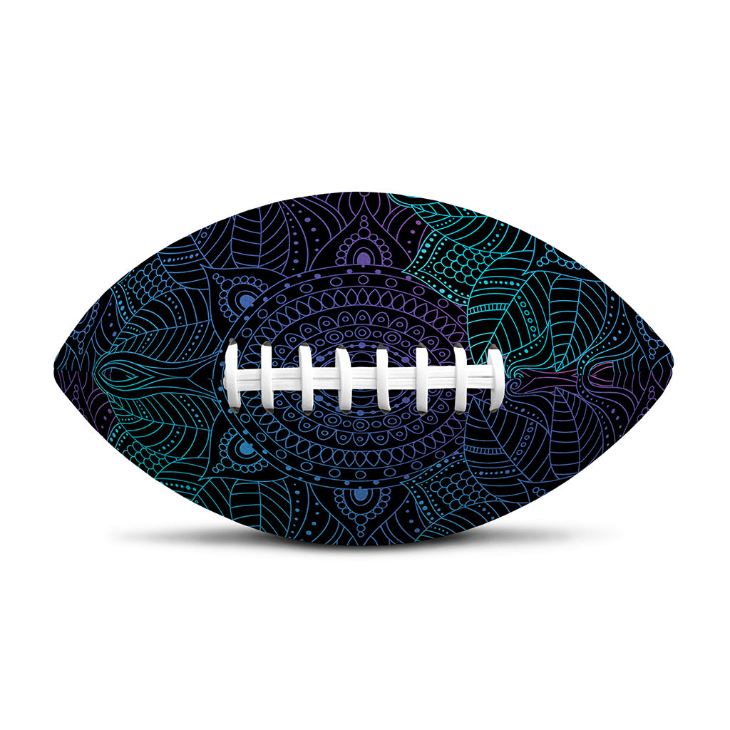 Purple And Teal Mandala Print Rugby Ball