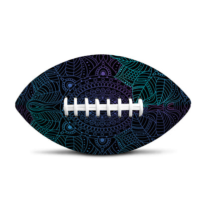 Purple And Teal Mandala Print Rugby Ball
