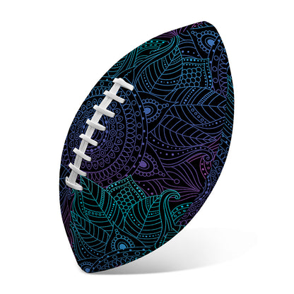 Purple And Teal Mandala Print Rugby Ball