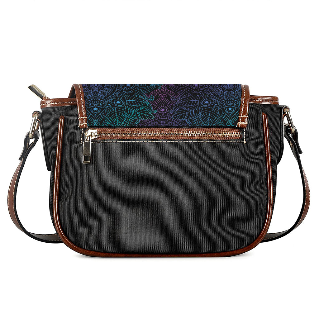 Purple And Teal Mandala Print Saddle Bag