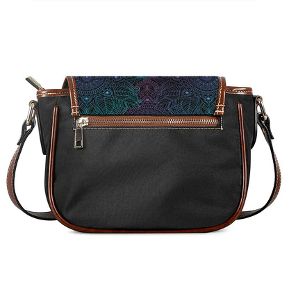 Purple And Teal Mandala Print Saddle Bag