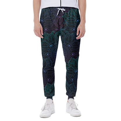 Purple And Teal Mandala Print Scuba Joggers