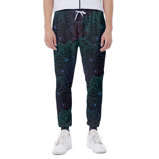 Purple And Teal Mandala Print Scuba Joggers