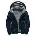 Purple And Teal Mandala Print Sherpa Lined Zip Up Hoodie
