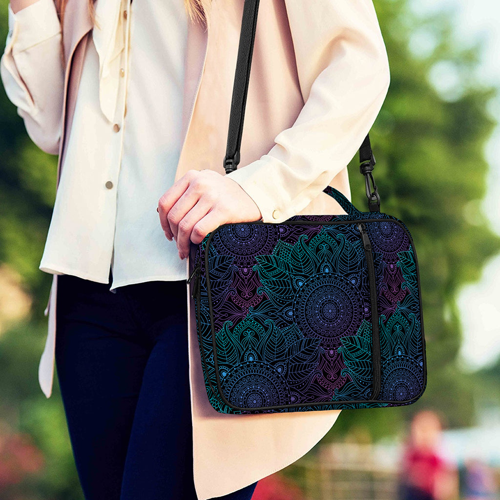 Purple And Teal Mandala Print Shoulder Strap Bible Bag