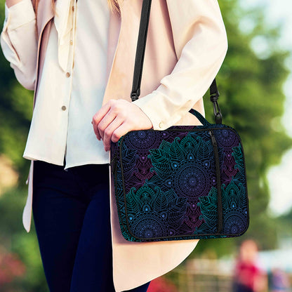 Purple And Teal Mandala Print Shoulder Strap Bible Bag