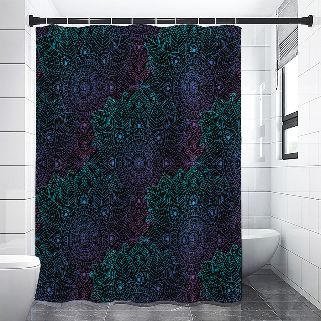 Purple And Teal Mandala Print Shower Curtain