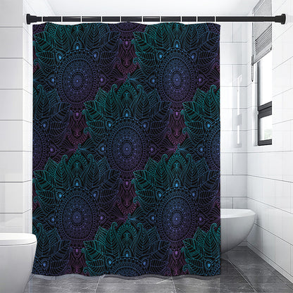Purple And Teal Mandala Print Shower Curtain