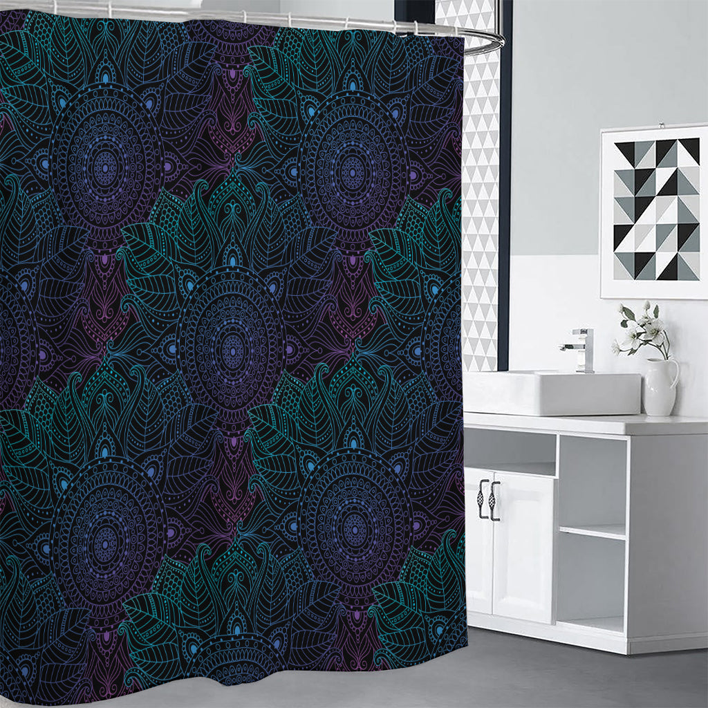 Purple And Teal Mandala Print Shower Curtain