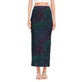 Purple And Teal Mandala Print Side Slit Maxi Skirt