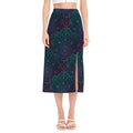 Purple And Teal Mandala Print Side Slit Midi Skirt