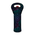 Purple And Teal Mandala Print Single Neoprene Wine Tote