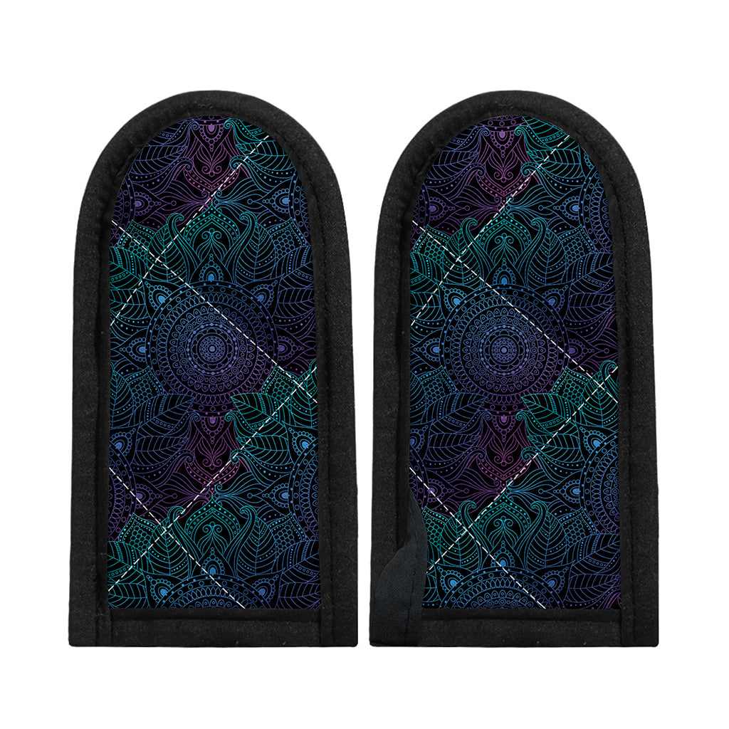 Purple And Teal Mandala Print Skillet Handle Cover