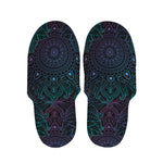 Purple And Teal Mandala Print Slippers
