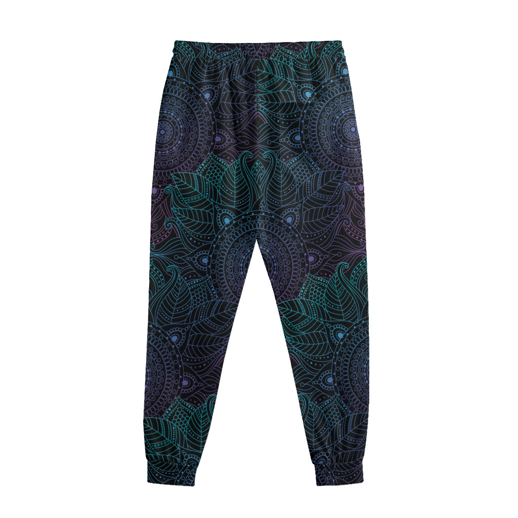 Purple And Teal Mandala Print Sweatpants