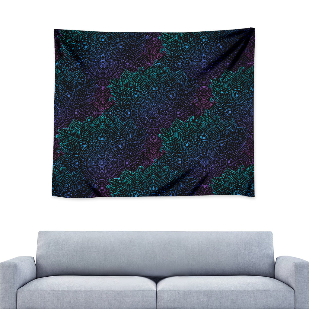 Purple And Teal Mandala Print Tapestry