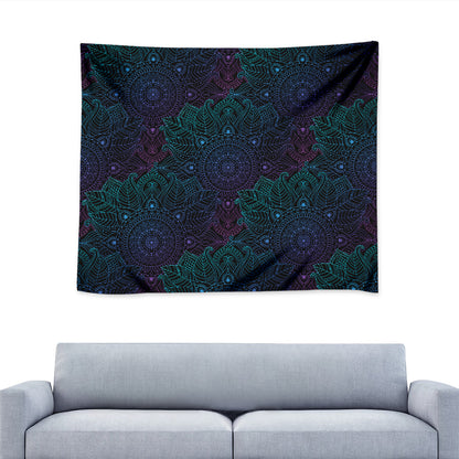Purple And Teal Mandala Print Tapestry