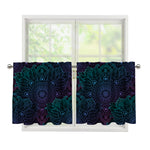 Purple And Teal Mandala Print Tier Curtains