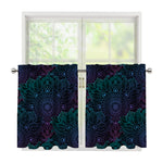 Purple And Teal Mandala Print Tier Curtains