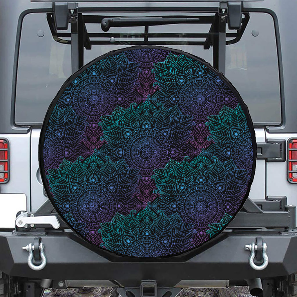 Purple And Teal Mandala Print Tire Cover