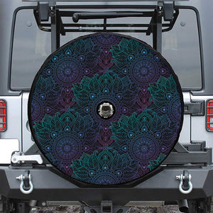 Purple And Teal Mandala Print Tire Cover With Camera Hole