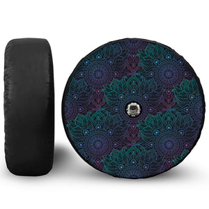 Purple And Teal Mandala Print Tire Cover With Camera Hole