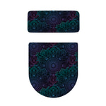 Purple And Teal Mandala Print Toilet Lid And Tank Cover Set