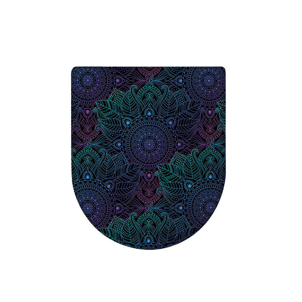 Purple And Teal Mandala Print Toilet Lid Cover